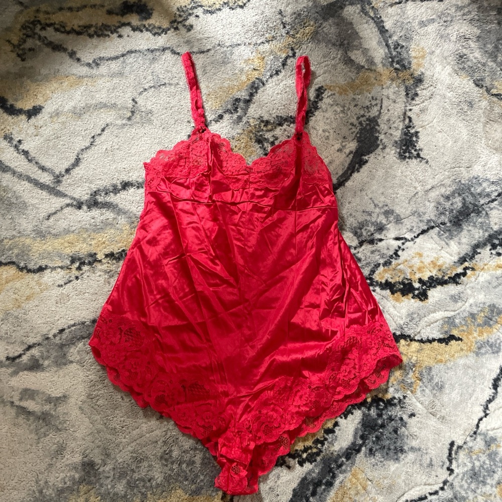 Vintage Elegant Red Lace Women's Teddy fits small B cup